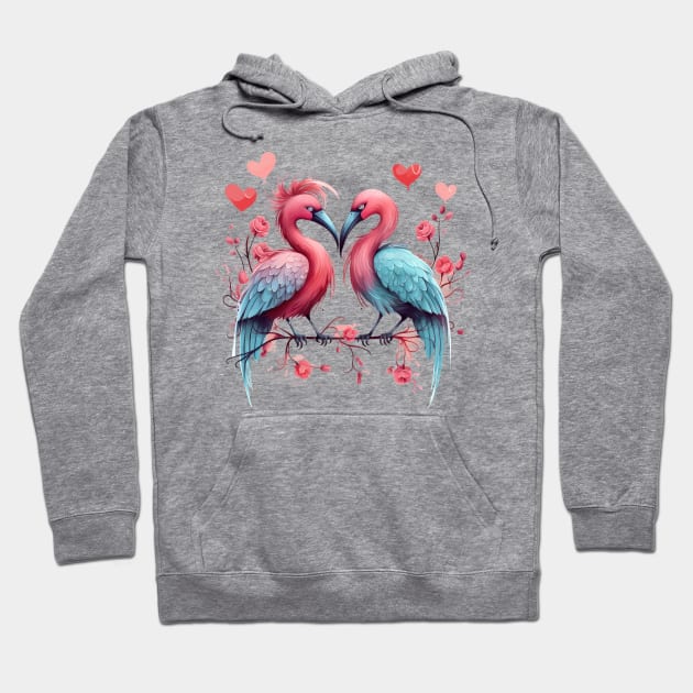 Valentine Kissing Moa Bird Couple Hoodie by Chromatic Fusion Studio